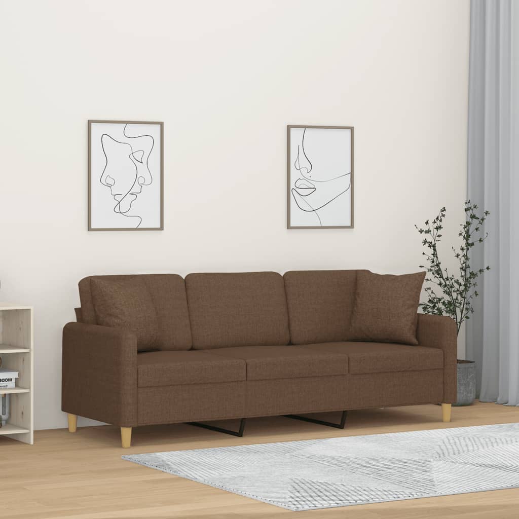 Driezitsbank met sierkussens 180 cm stof bruin is nu te koop bij PeponiXL, paradijselijk wonen!