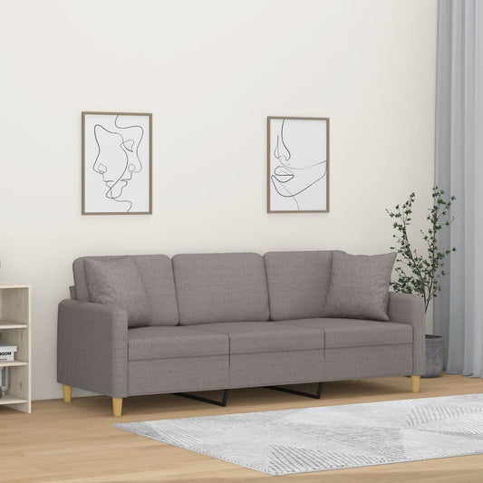 Driezitsbank met sierkussens 180 cm stof taupe is nu te koop bij PeponiXL, paradijselijk wonen!