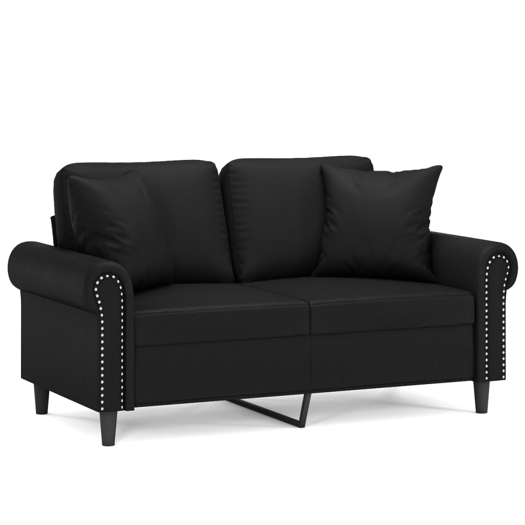 Tweezitsbank met sierkussens 120 cm kunstleer zwart is nu te koop bij PeponiXL, paradijselijk wonen!