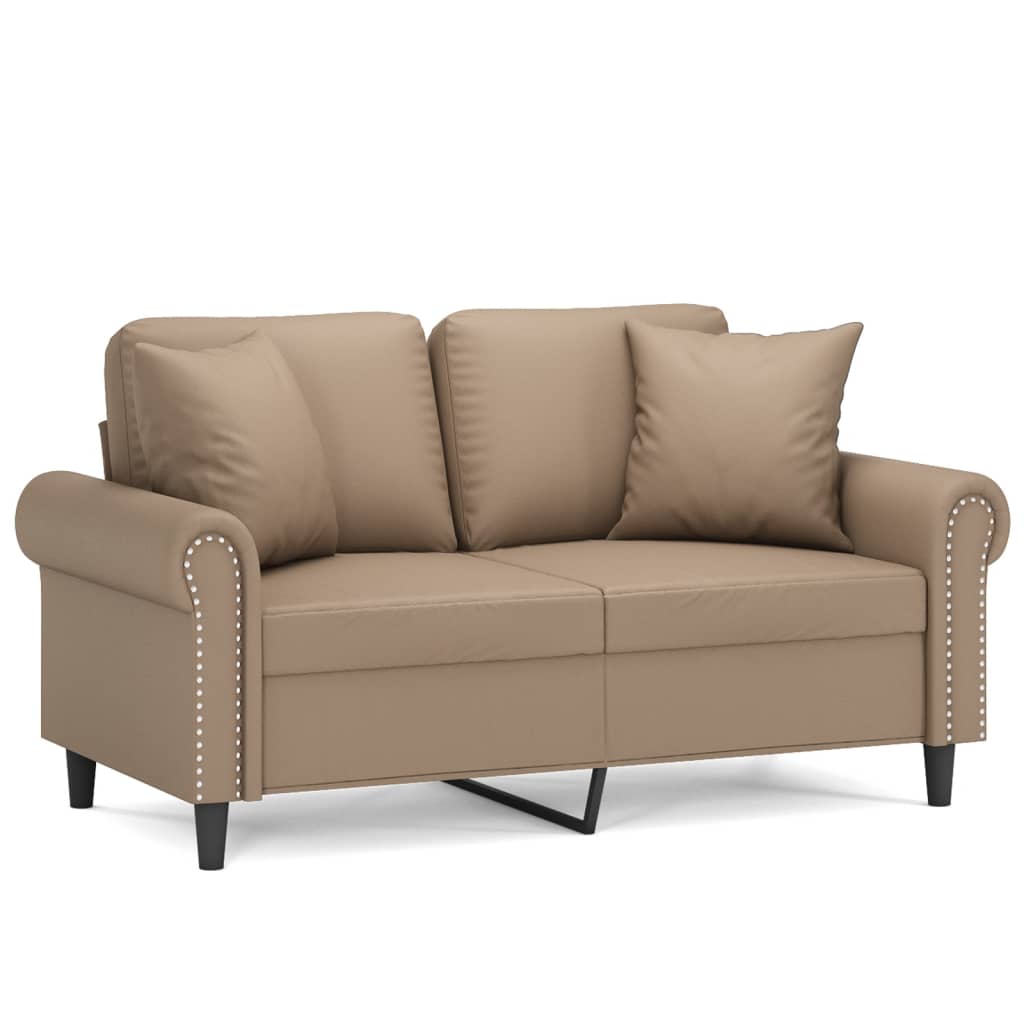 Tweezitsbank met sierkussens 120 cm kunstleer cappuccinokleurig is nu te koop bij PeponiXL, paradijselijk wonen!