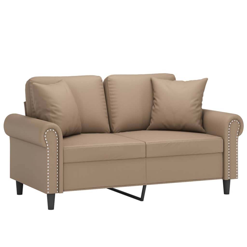 Tweezitsbank met sierkussens 120 cm kunstleer cappuccinokleurig is nu te koop bij PeponiXL, paradijselijk wonen!