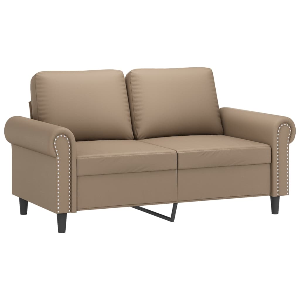 Tweezitsbank met sierkussens 120 cm kunstleer cappuccinokleurig is nu te koop bij PeponiXL, paradijselijk wonen!