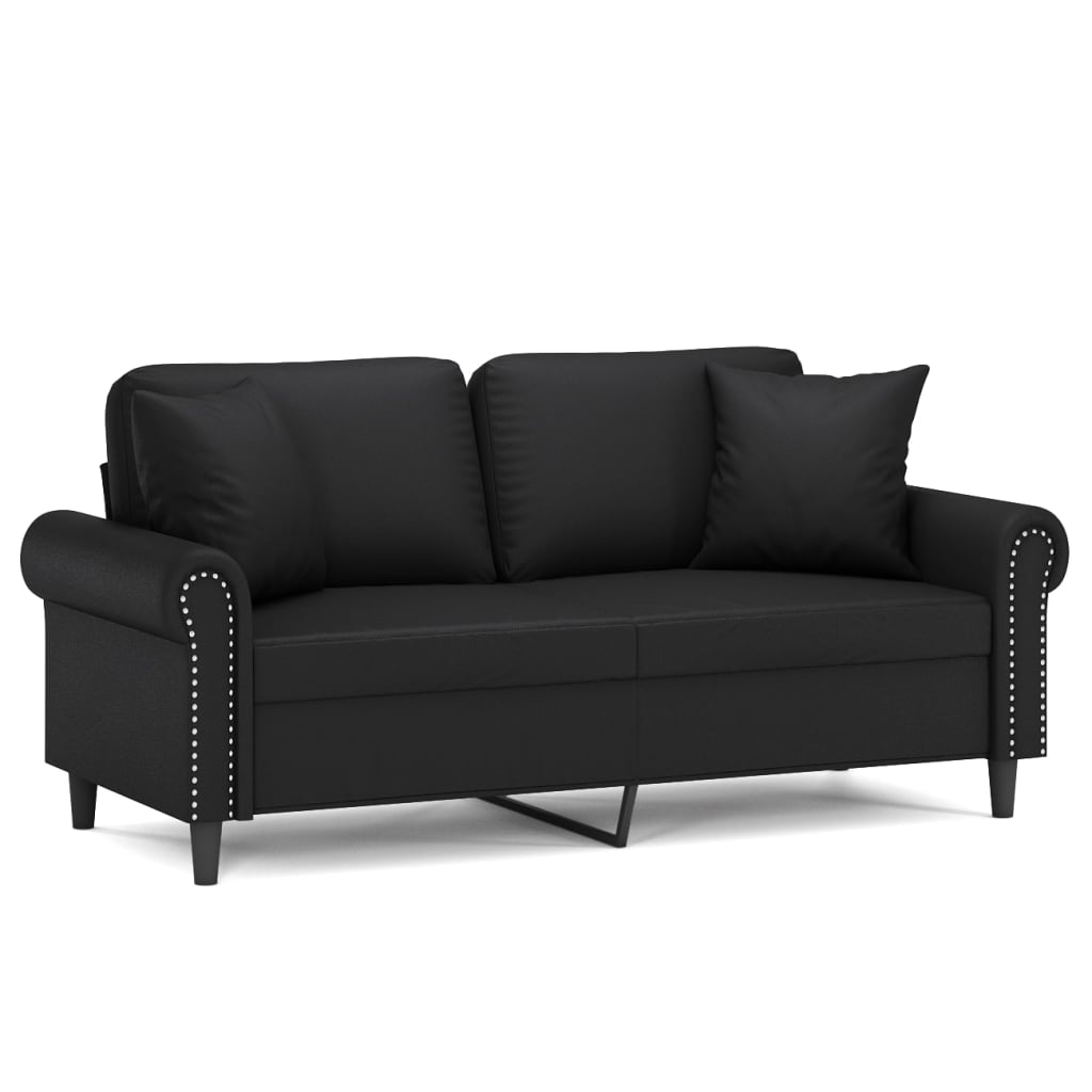 Tweezitsbank met sierkussens 140 cm kunstleer zwart is nu te koop bij PeponiXL, paradijselijk wonen!