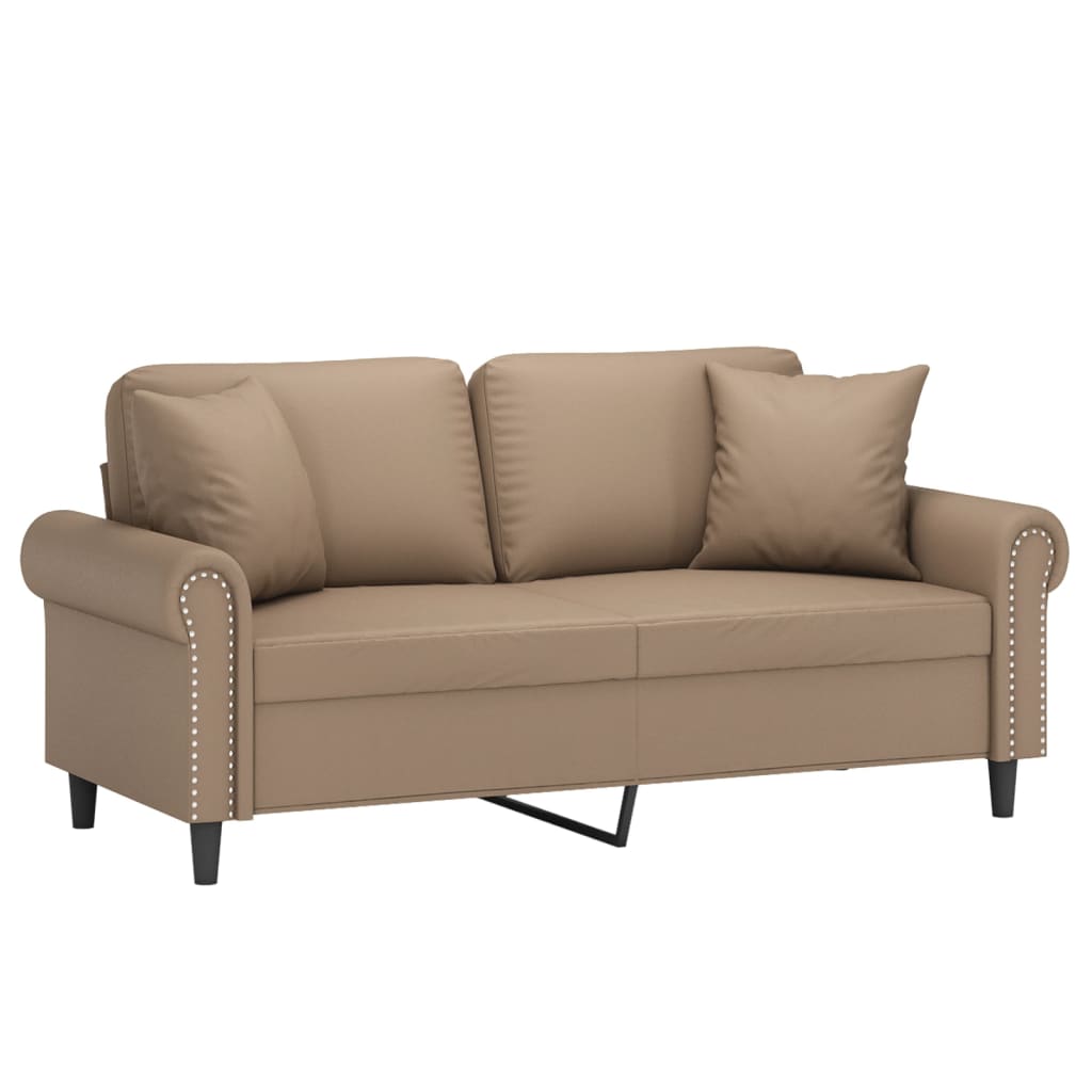 Tweezitsbank met sierkussens 140 cm kunstleer cappuccinokleurig is nu te koop bij PeponiXL, paradijselijk wonen!