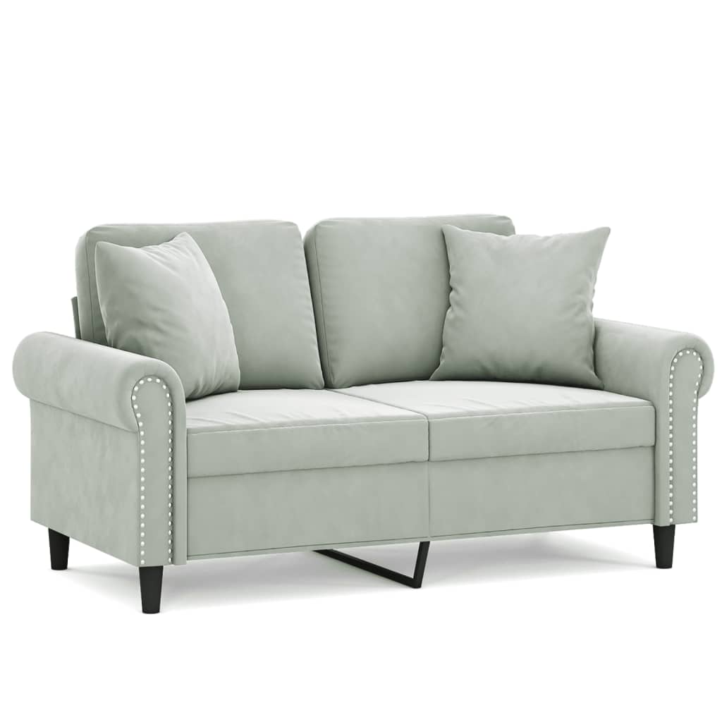 Tweezitsbank met sierkussens 120 cm fluweel lichtgrijs is nu te koop bij PeponiXL, paradijselijk wonen!