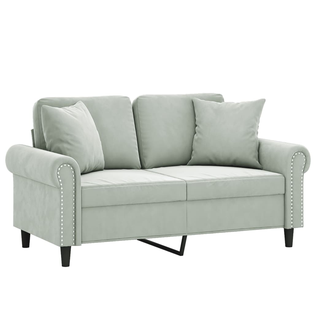 Tweezitsbank met sierkussens 120 cm fluweel lichtgrijs is nu te koop bij PeponiXL, paradijselijk wonen!