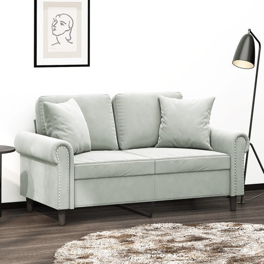 Tweezitsbank met sierkussens 120 cm fluweel lichtgrijs is nu te koop bij PeponiXL, paradijselijk wonen!