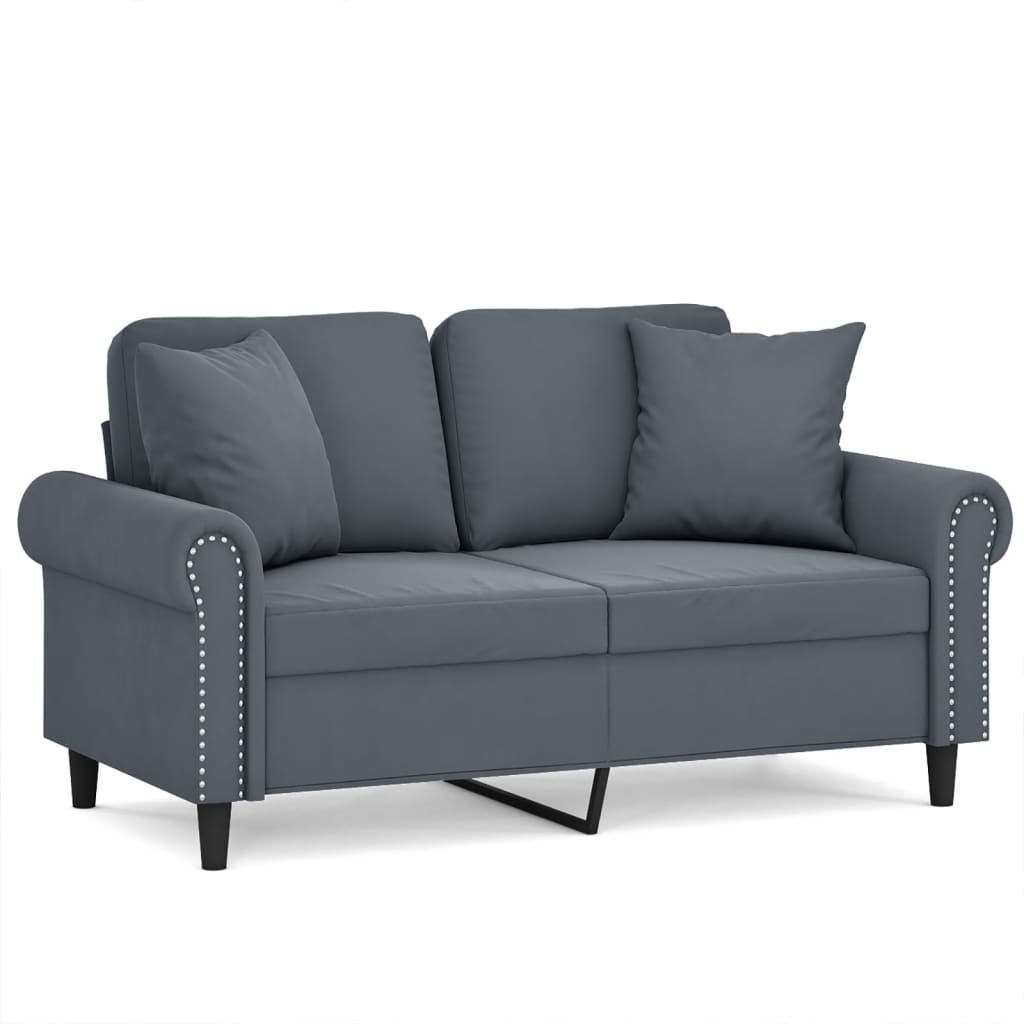Tweezitsbank met sierkussens 120 cm fluweel donkergrijs is nu te koop bij PeponiXL, paradijselijk wonen!