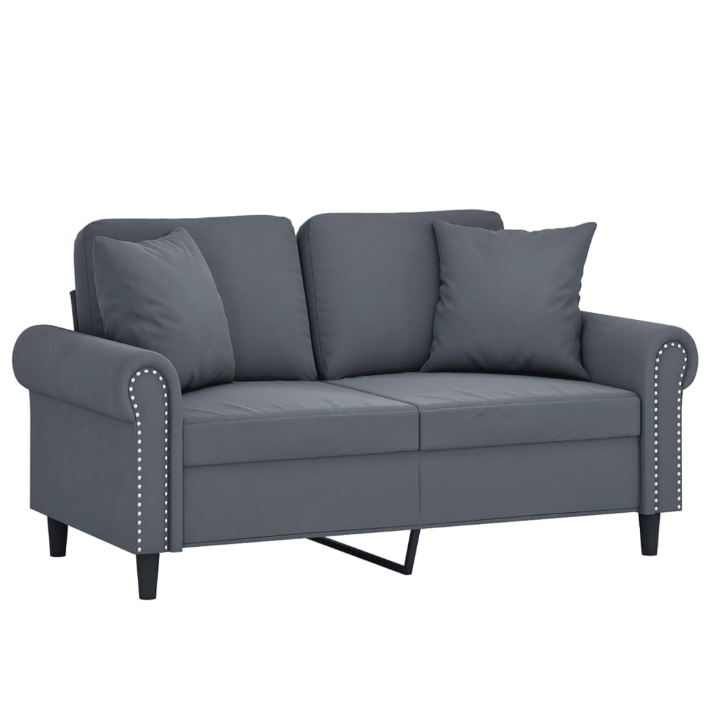 Tweezitsbank met sierkussens 120 cm fluweel donkergrijs is nu te koop bij PeponiXL, paradijselijk wonen!