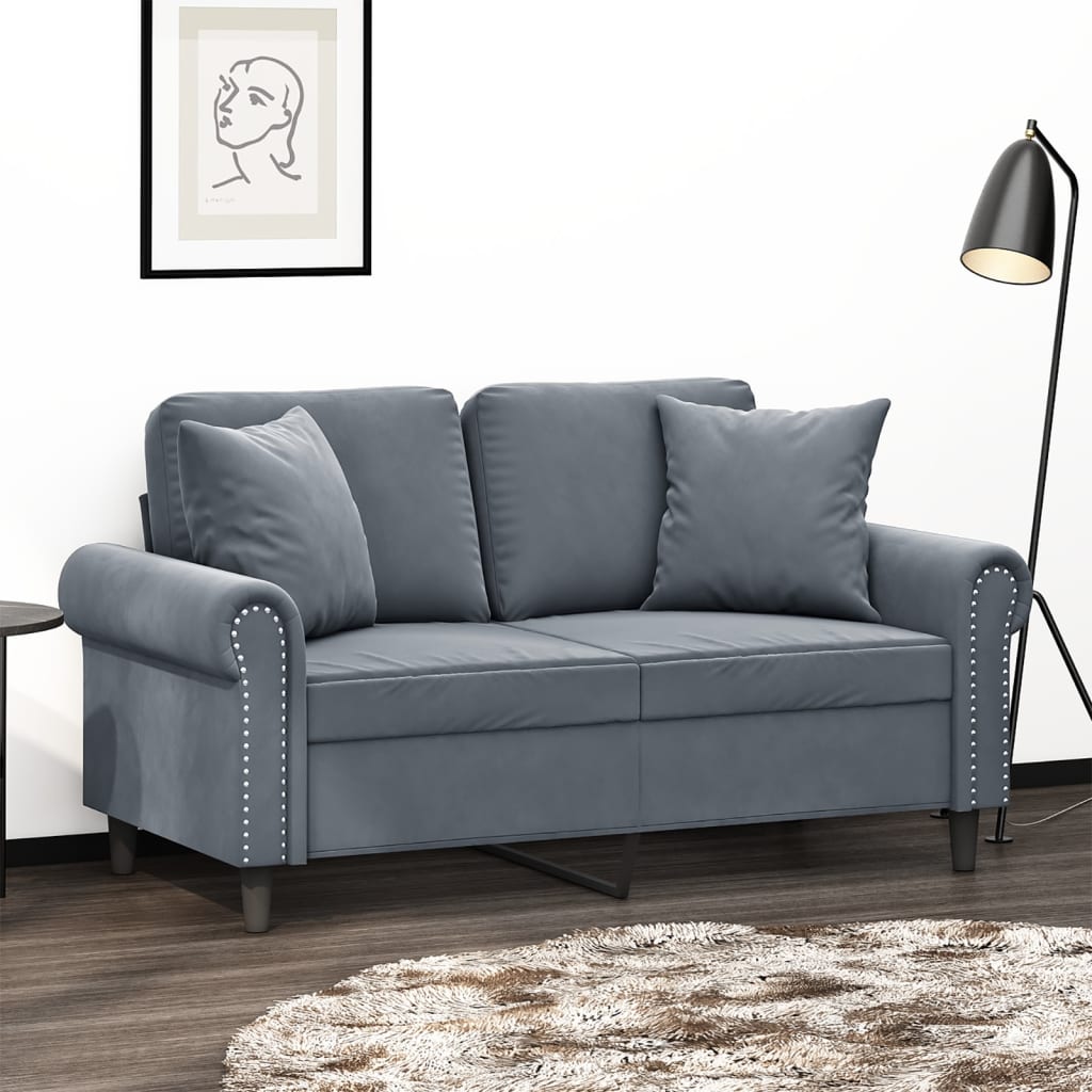 Tweezitsbank met sierkussens 120 cm fluweel donkergrijs is nu te koop bij PeponiXL, paradijselijk wonen!