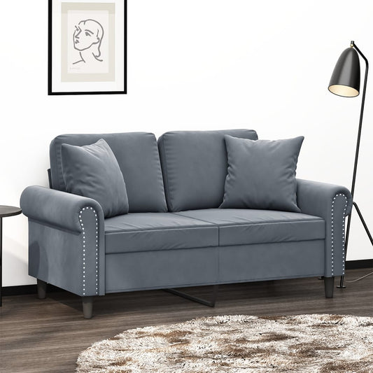 Tweezitsbank met sierkussens 120 cm fluweel donkergrijs is nu te koop bij PeponiXL, paradijselijk wonen!
