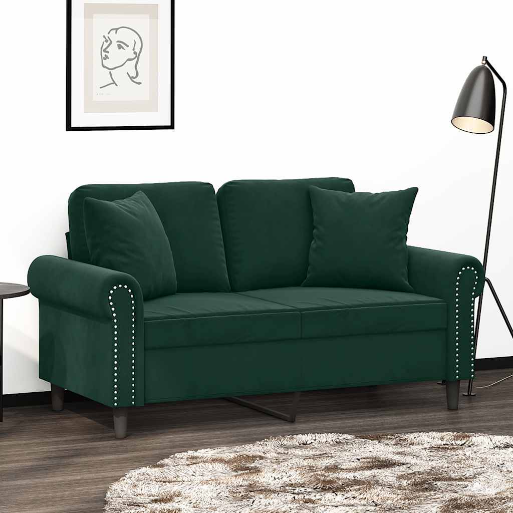 Tweezitsbank met sierkussens 120 cm fluweel donkergroen is nu te koop bij PeponiXL, paradijselijk wonen!