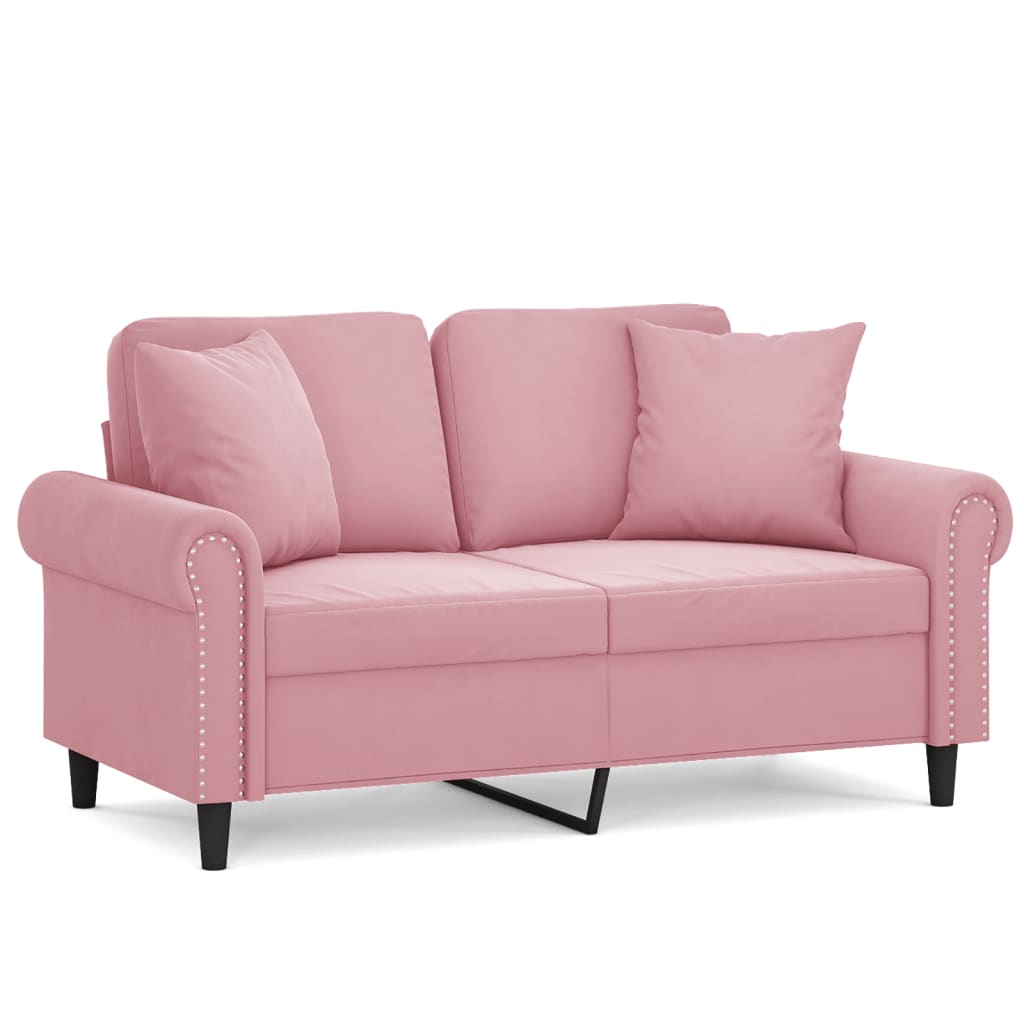 Tweezitsbank met sierkussens 120 cm fluweel roze is nu te koop bij PeponiXL, paradijselijk wonen!