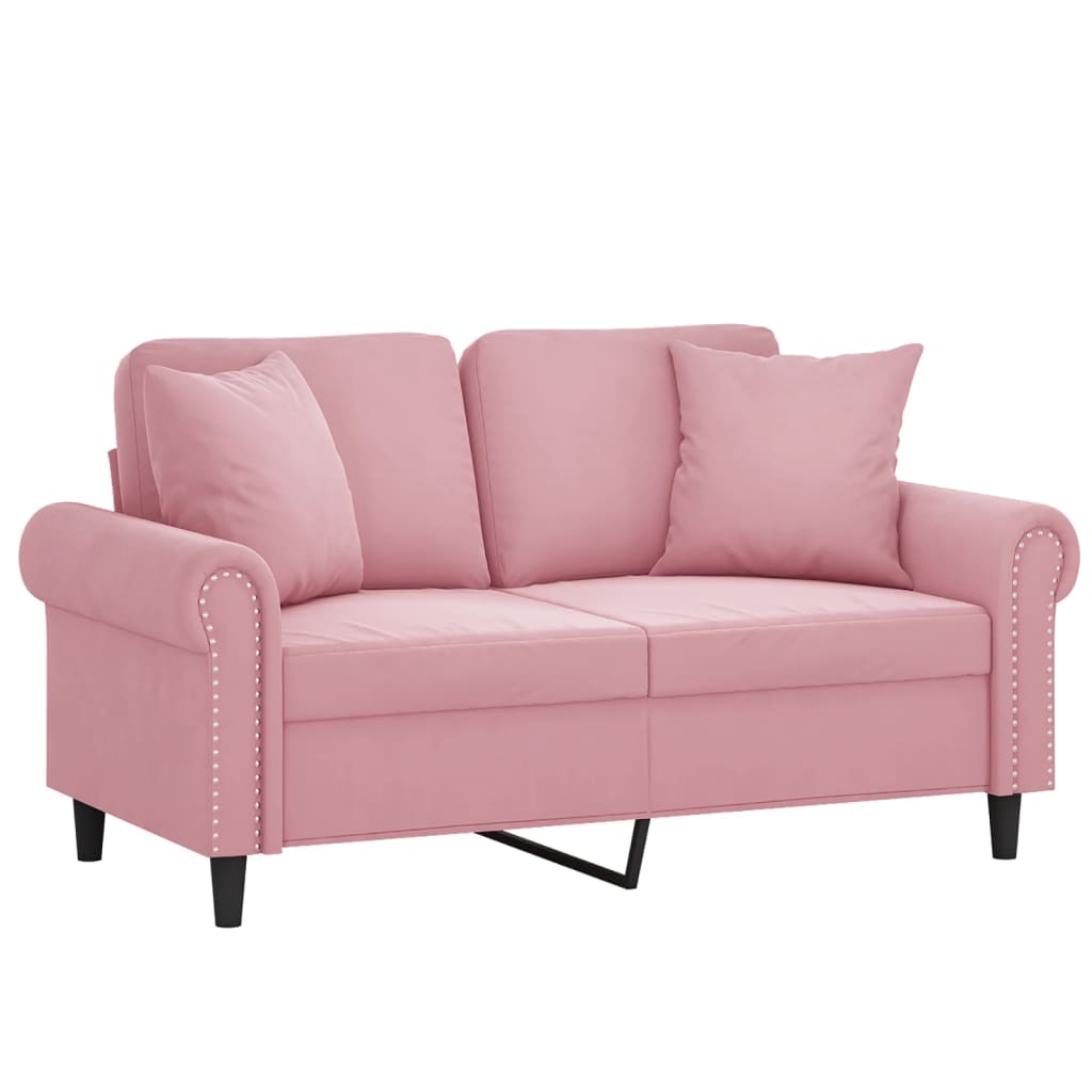 Tweezitsbank met sierkussens 120 cm fluweel roze is nu te koop bij PeponiXL, paradijselijk wonen!