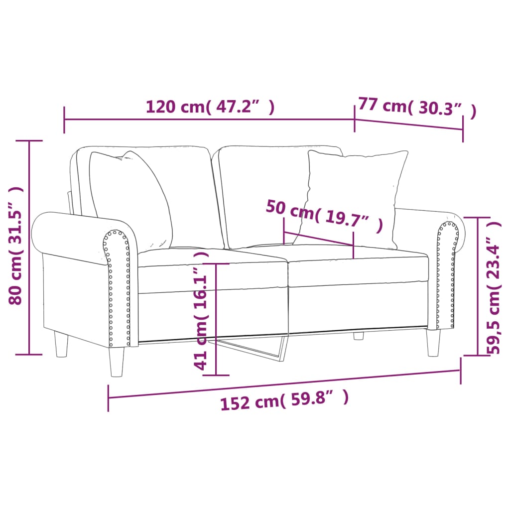 Tweezitsbank met sierkussens 120 cm fluweel roze is nu te koop bij PeponiXL, paradijselijk wonen!