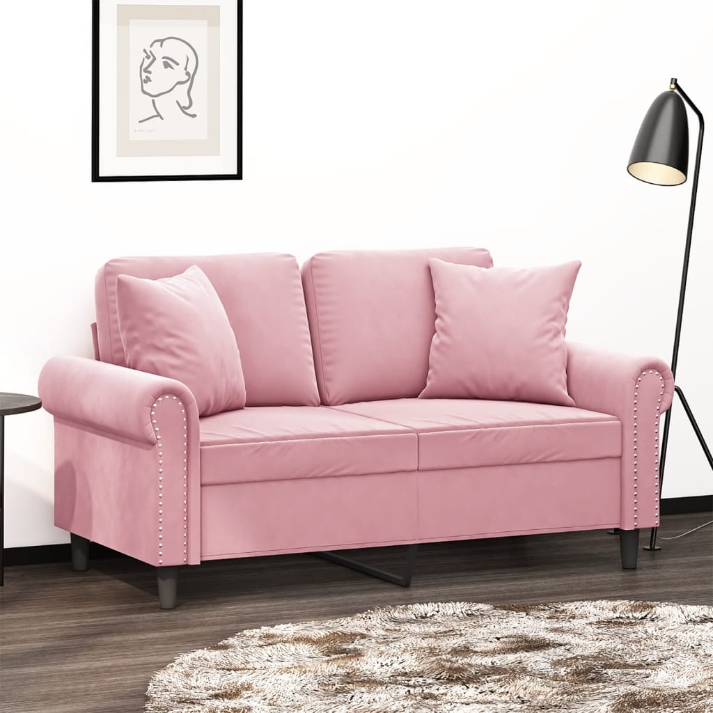 Tweezitsbank met sierkussens 120 cm fluweel roze is nu te koop bij PeponiXL, paradijselijk wonen!
