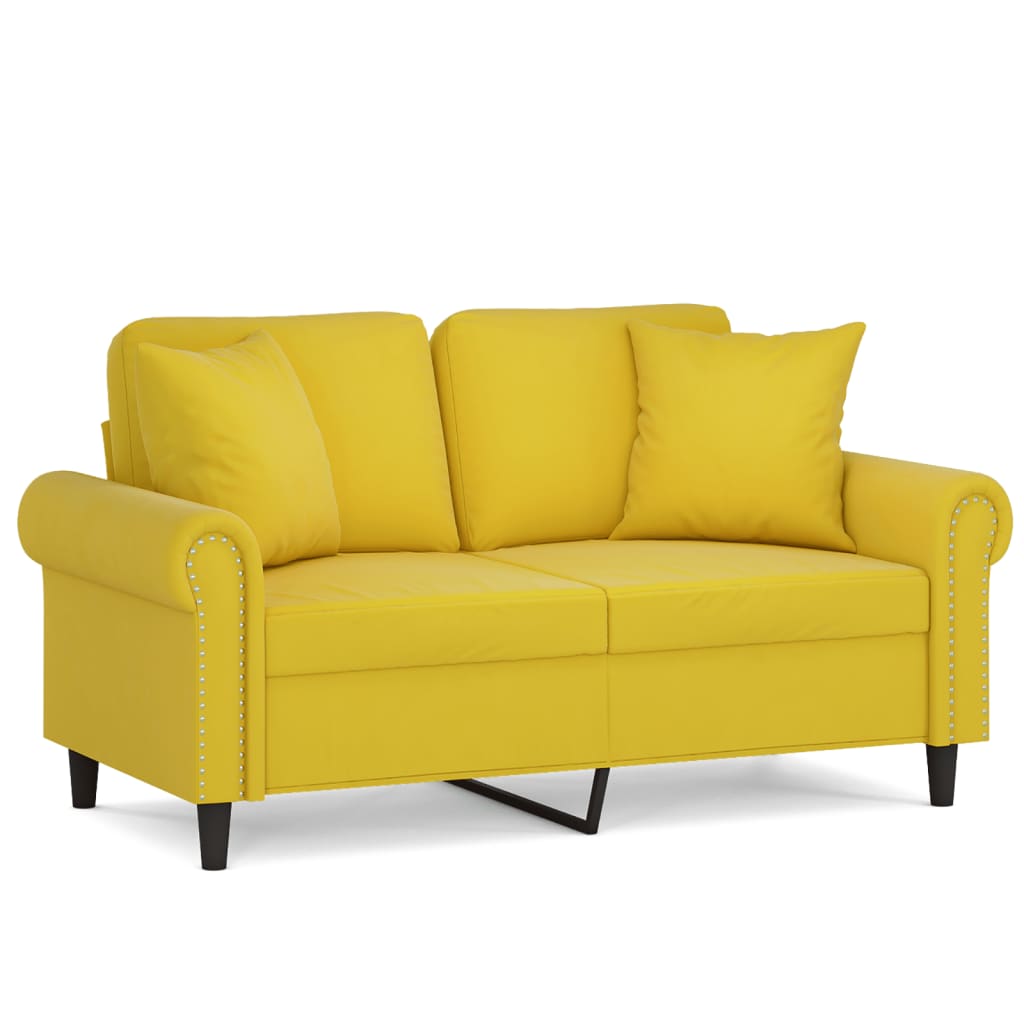 Tweezitsbank met sierkussens 120 cm fluweel geel is nu te koop bij PeponiXL, paradijselijk wonen!