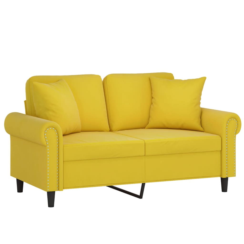 Tweezitsbank met sierkussens 120 cm fluweel geel is nu te koop bij PeponiXL, paradijselijk wonen!