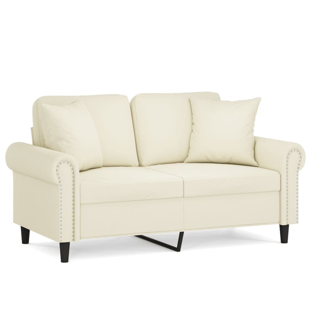 Tweezitsbank met sierkussens 120 cm fluweel crèmekleurig is nu te koop bij PeponiXL, paradijselijk wonen!