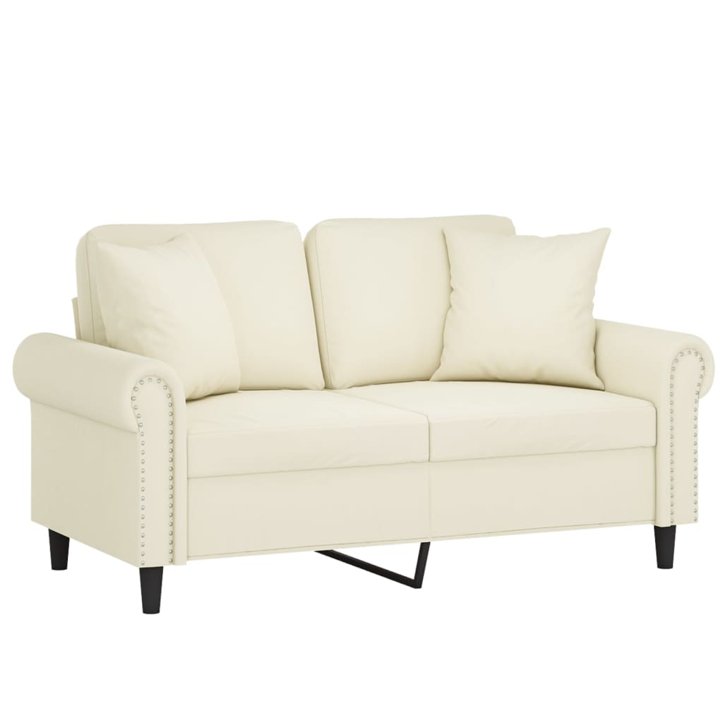 Tweezitsbank met sierkussens 120 cm fluweel crèmekleurig is nu te koop bij PeponiXL, paradijselijk wonen!