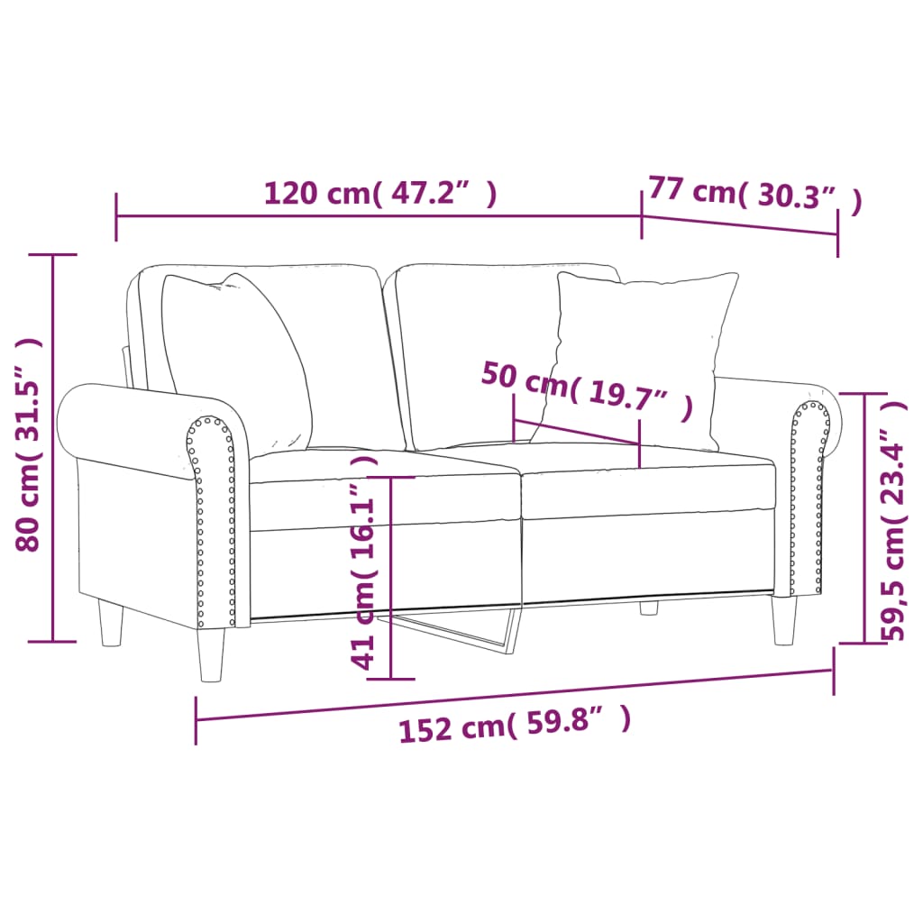 Tweezitsbank met sierkussens 120 cm fluweel crèmekleurig is nu te koop bij PeponiXL, paradijselijk wonen!