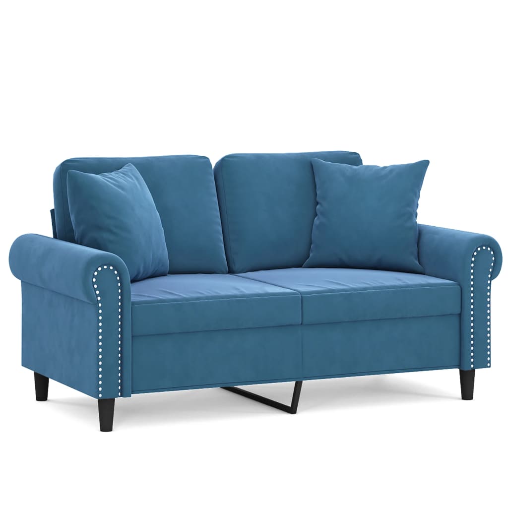 Tweezitsbank met sierkussens 120 cm fluweel blauw is nu te koop bij PeponiXL, paradijselijk wonen!
