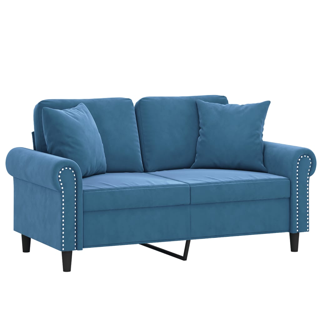 Tweezitsbank met sierkussens 120 cm fluweel blauw is nu te koop bij PeponiXL, paradijselijk wonen!
