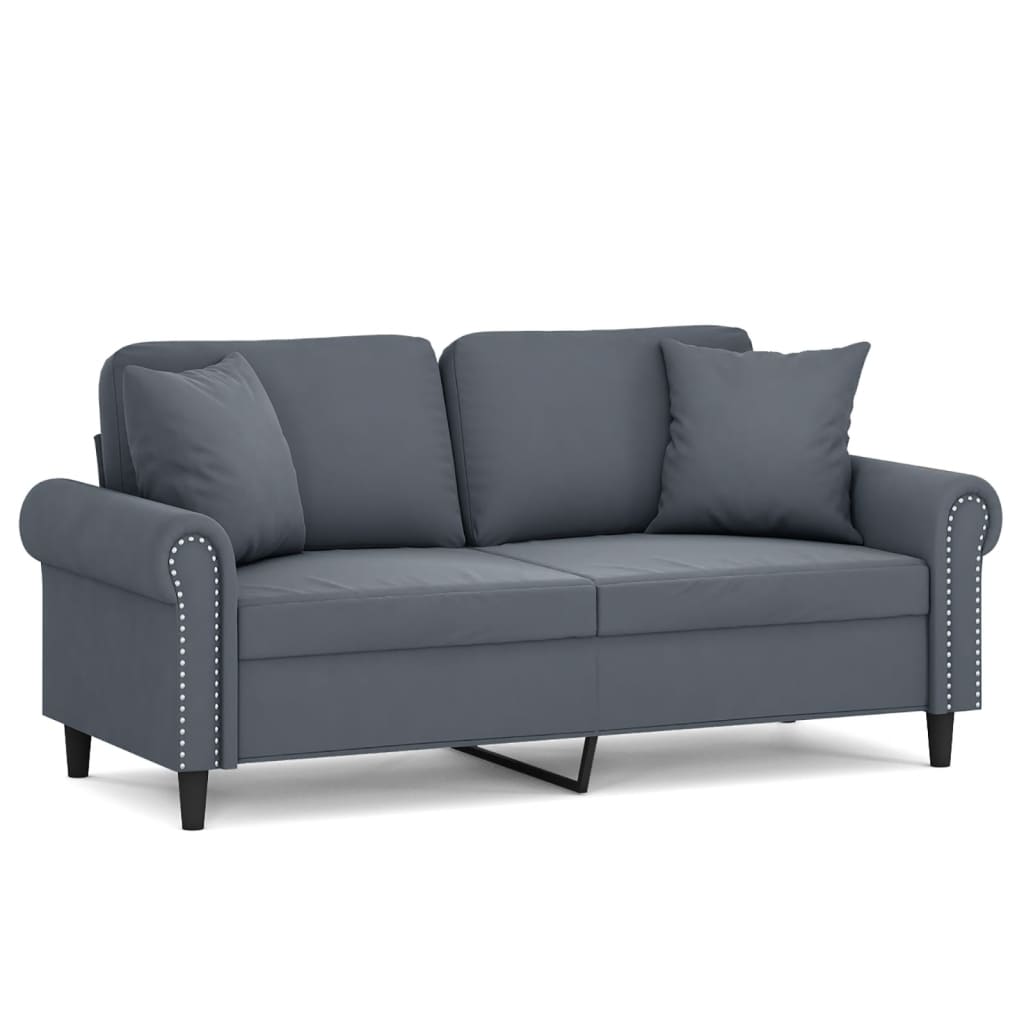 Tweezitsbank met sierkussens 140 cm fluweel donkergrijs is nu te koop bij PeponiXL, paradijselijk wonen!