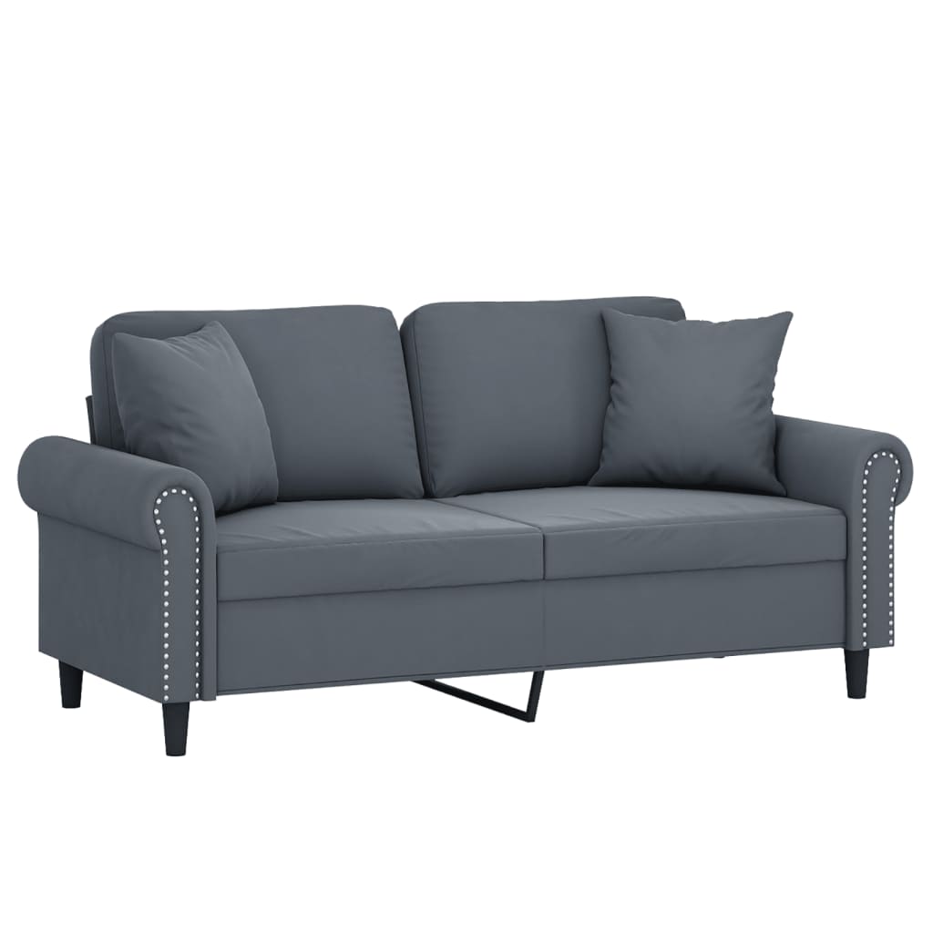 Tweezitsbank met sierkussens 140 cm fluweel donkergrijs is nu te koop bij PeponiXL, paradijselijk wonen!