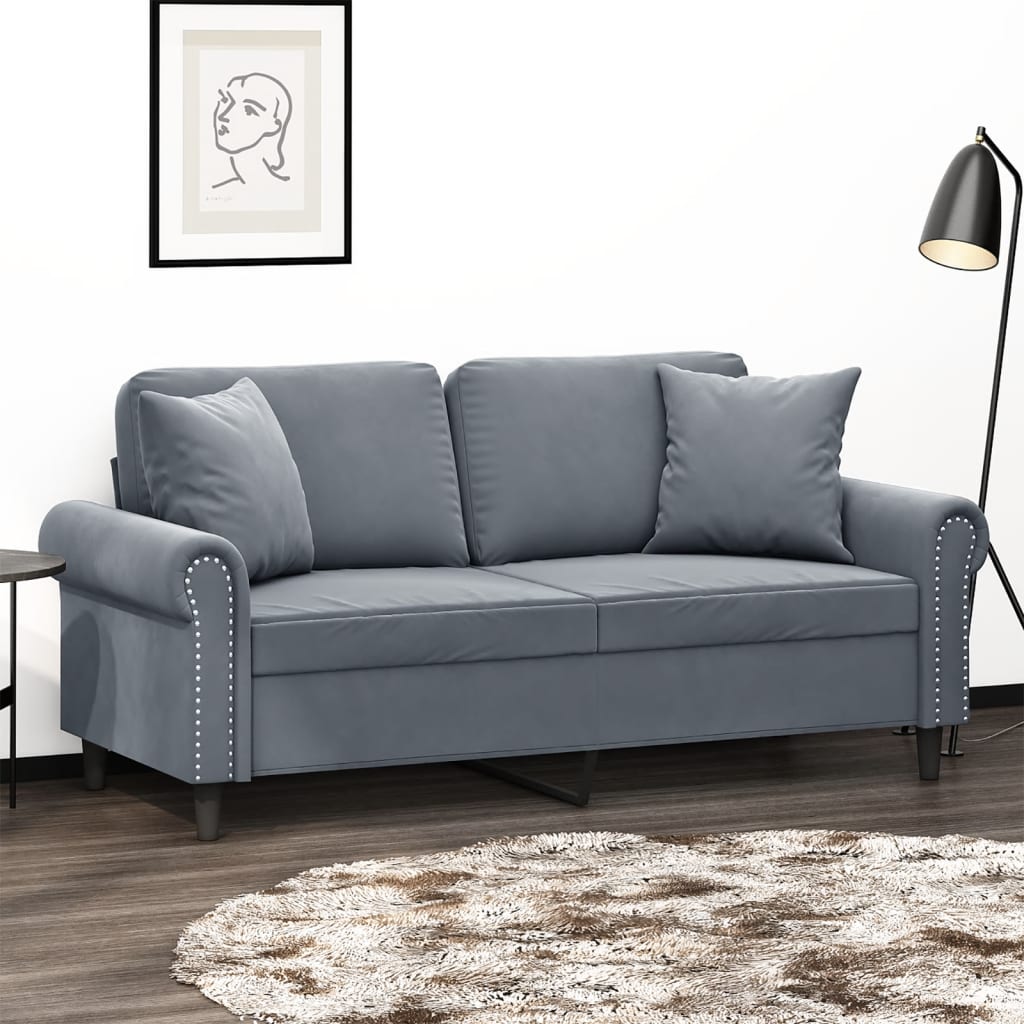 Tweezitsbank met sierkussens 140 cm fluweel donkergrijs is nu te koop bij PeponiXL, paradijselijk wonen!
