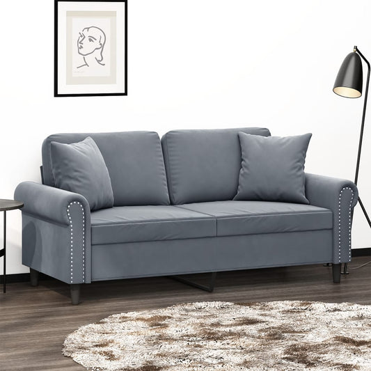 Tweezitsbank met sierkussens 140 cm fluweel donkergrijs is nu te koop bij PeponiXL, paradijselijk wonen!