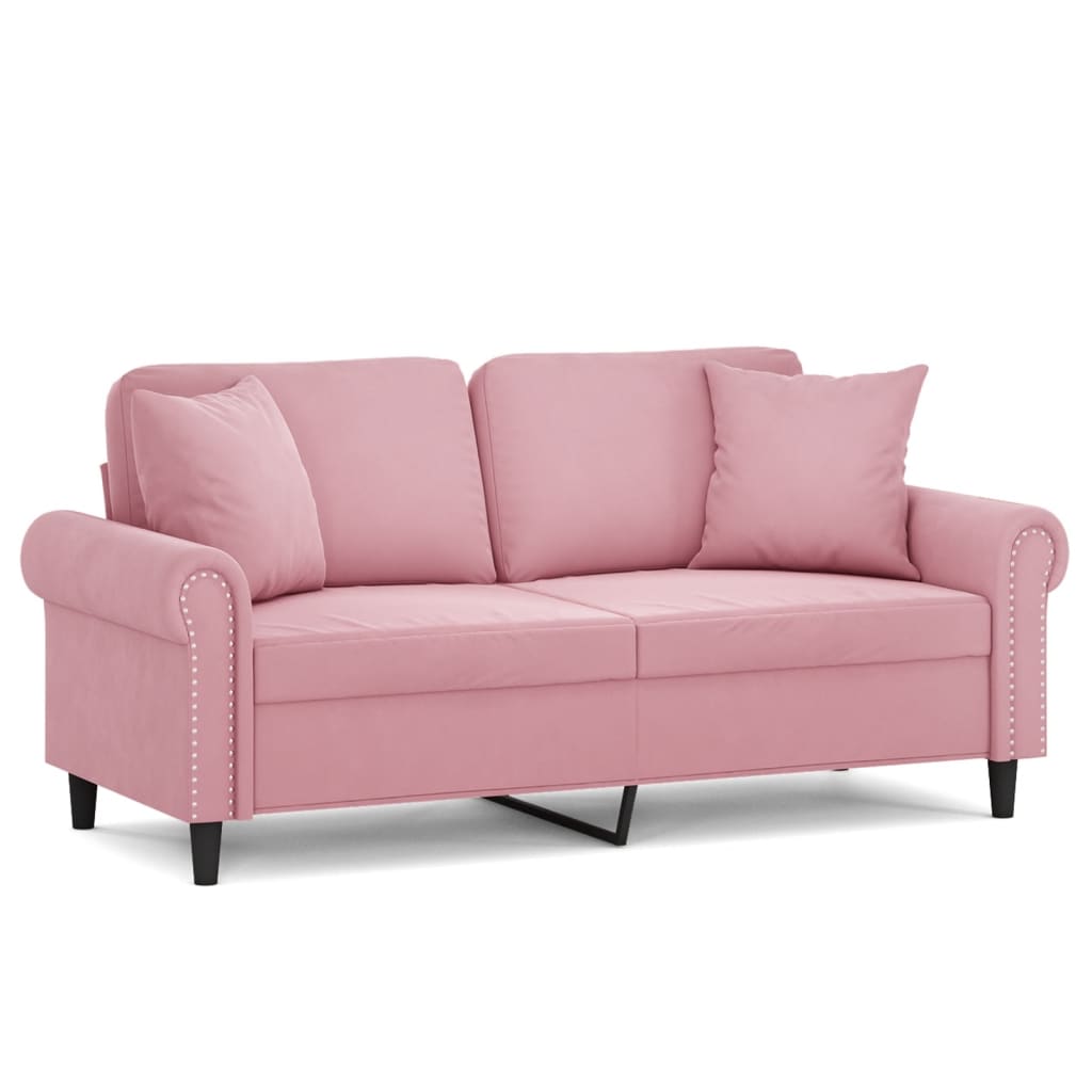 Tweezitsbank met sierkussens 140 cm fluweel roze is nu te koop bij PeponiXL, paradijselijk wonen!