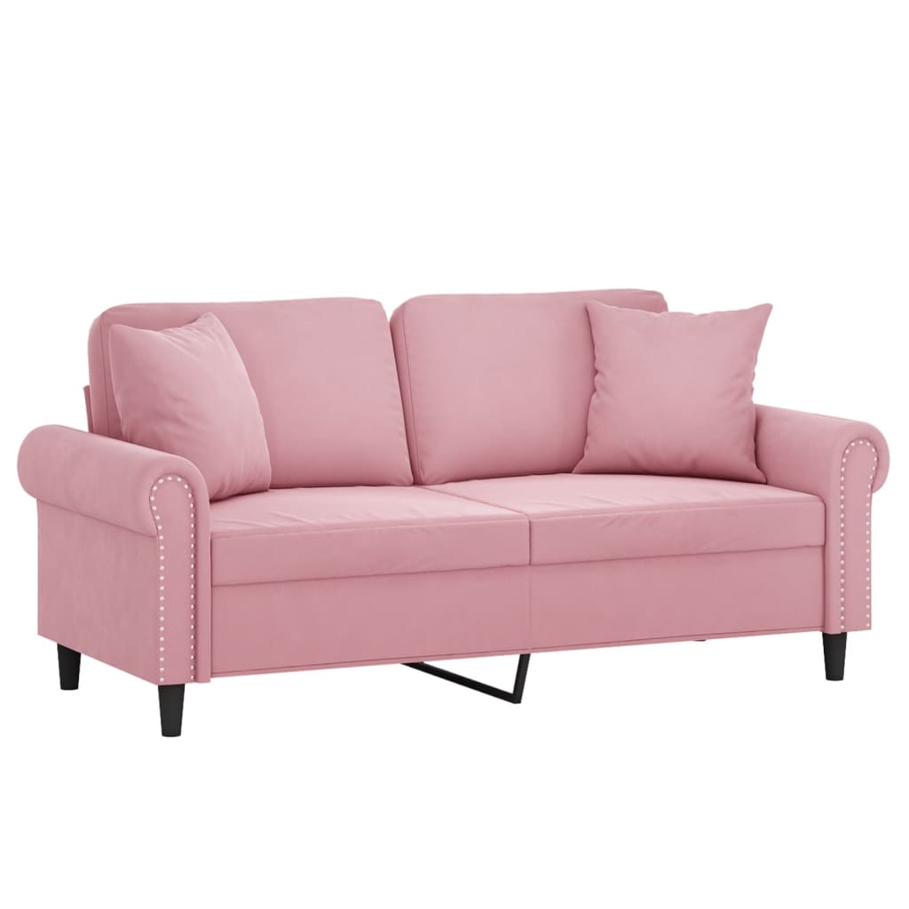 Tweezitsbank met sierkussens 140 cm fluweel roze is nu te koop bij PeponiXL, paradijselijk wonen!