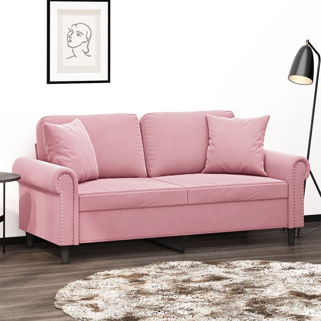 Tweezitsbank met sierkussens 140 cm fluweel roze is nu te koop bij PeponiXL, paradijselijk wonen!