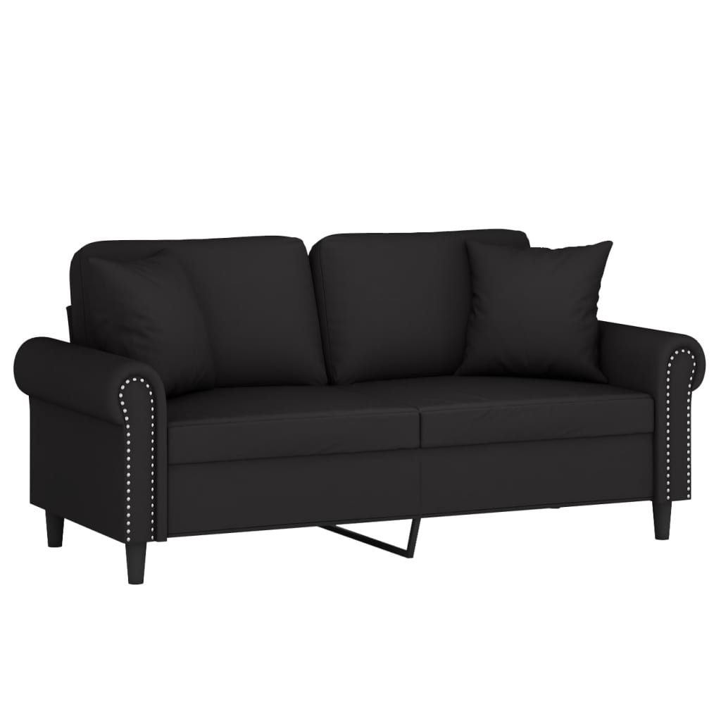 Tweezitsbank met sierkussens 140 cm fluweel zwart is nu te koop bij PeponiXL, paradijselijk wonen!