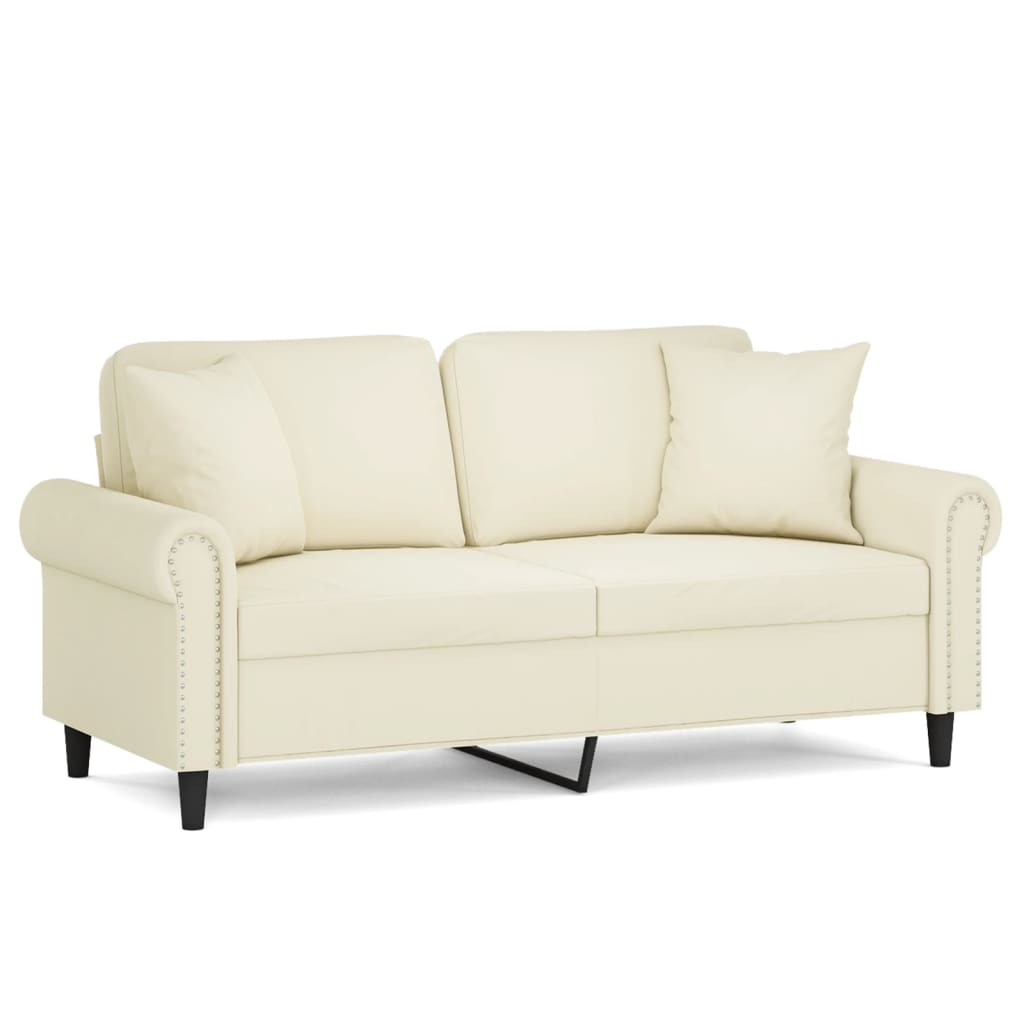 Tweezitsbank met sierkussens 140 cm fluweel crèmekleurig is nu te koop bij PeponiXL, paradijselijk wonen!