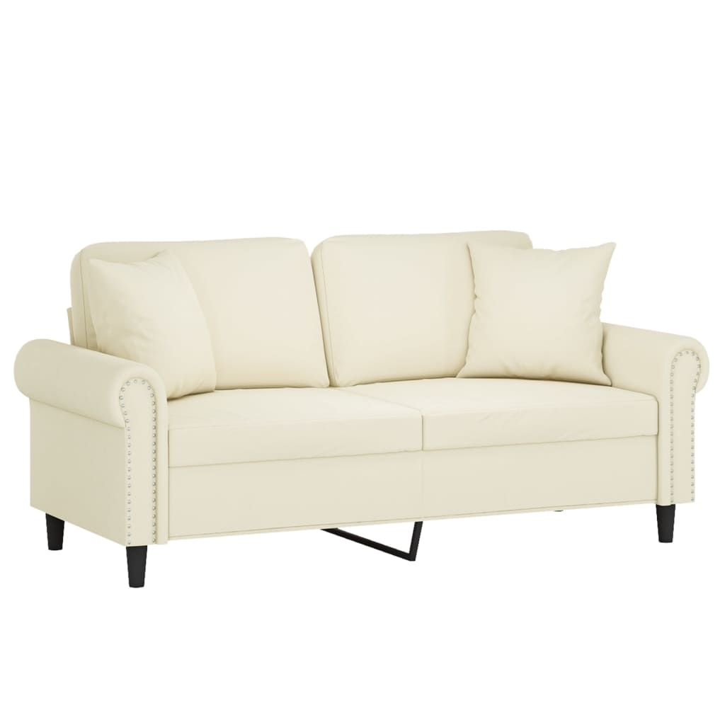 Tweezitsbank met sierkussens 140 cm fluweel crèmekleurig is nu te koop bij PeponiXL, paradijselijk wonen!