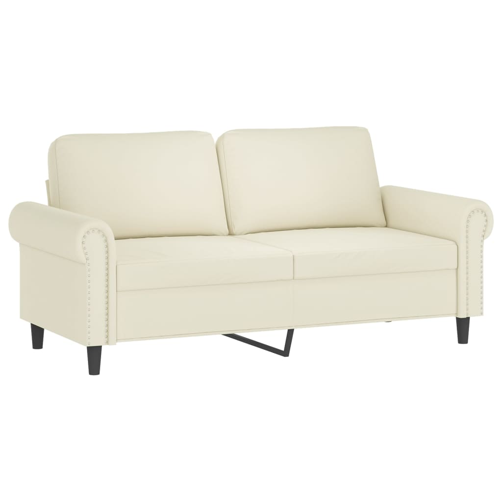 Tweezitsbank met sierkussens 140 cm fluweel crèmekleurig is nu te koop bij PeponiXL, paradijselijk wonen!