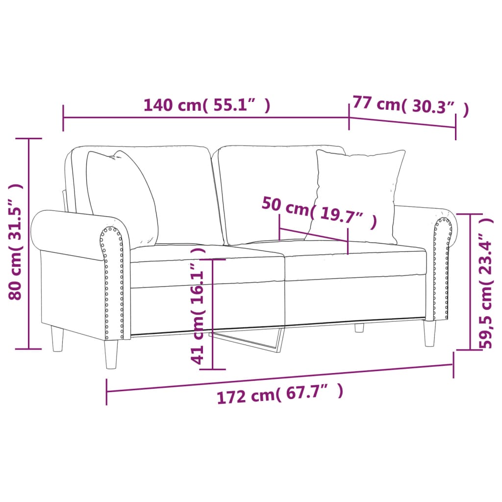 Tweezitsbank met sierkussens 140 cm fluweel crèmekleurig is nu te koop bij PeponiXL, paradijselijk wonen!