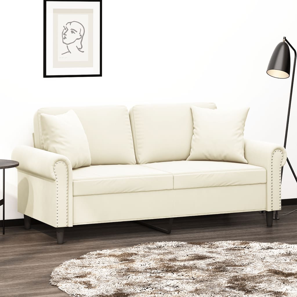 Tweezitsbank met sierkussens 140 cm fluweel crèmekleurig is nu te koop bij PeponiXL, paradijselijk wonen!