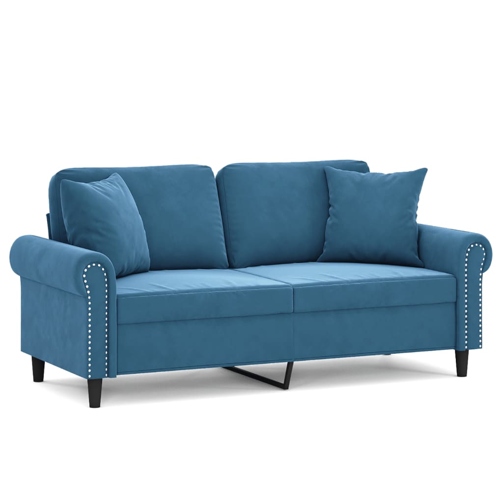Tweezitsbank met sierkussens 140 cm fluweel blauw is nu te koop bij PeponiXL, paradijselijk wonen!