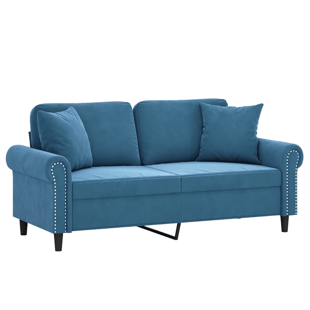 Tweezitsbank met sierkussens 140 cm fluweel blauw is nu te koop bij PeponiXL, paradijselijk wonen!