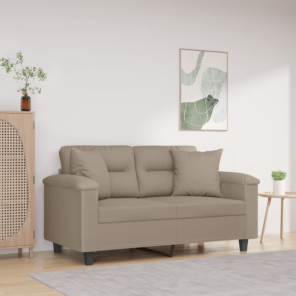 Tweezitsbank met kussens 120 cm microvezelstof taupe is nu te koop bij PeponiXL, paradijselijk wonen!