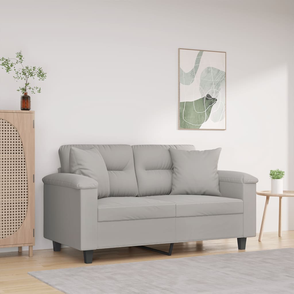 Tweezitsbank met kussens 120 cm microvezelstof lichtgrijs is nu te koop bij PeponiXL, paradijselijk wonen!