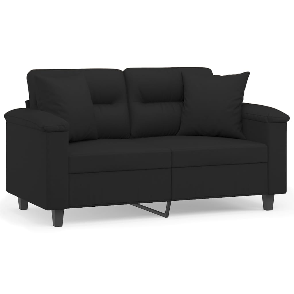 Tweezitsbank met kussens 120 cm microvezelstof zwart is nu te koop bij PeponiXL, paradijselijk wonen!