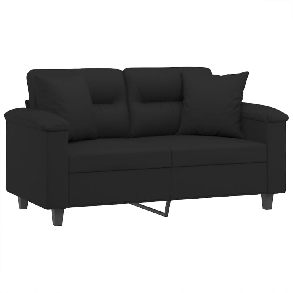 Tweezitsbank met kussens 120 cm microvezelstof zwart is nu te koop bij PeponiXL, paradijselijk wonen!