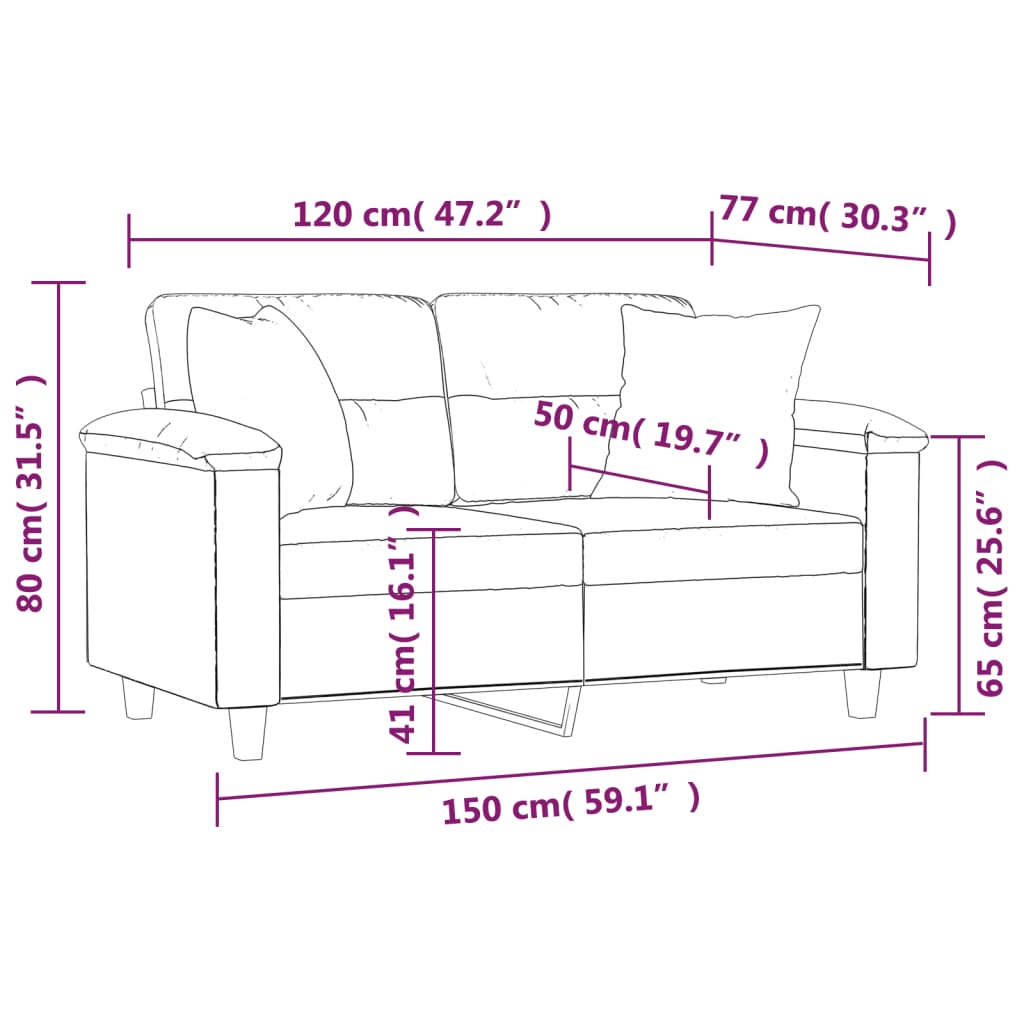 Tweezitsbank met kussens 120 cm microvezelstof zwart is nu te koop bij PeponiXL, paradijselijk wonen!