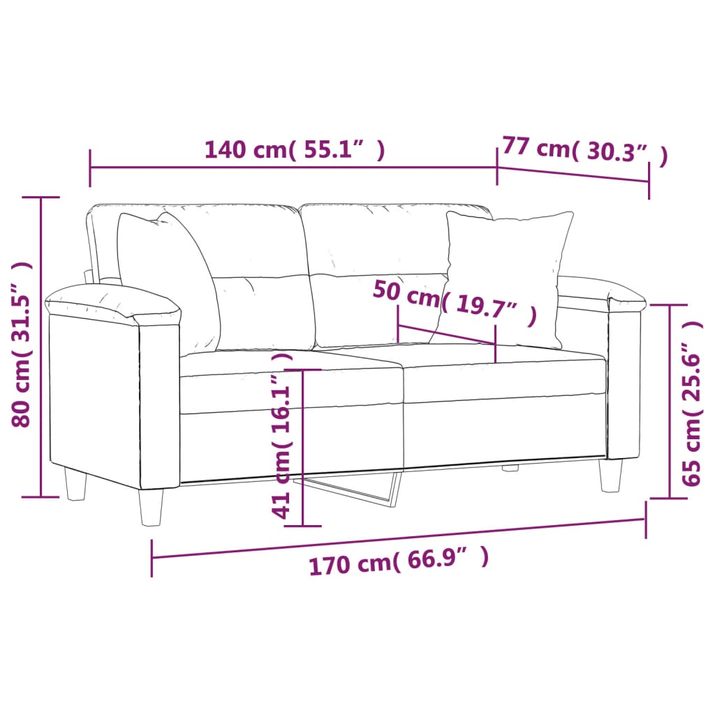 Tweezitsbank met kussens 140 cm microvezelstof taupe is nu te koop bij PeponiXL, paradijselijk wonen!