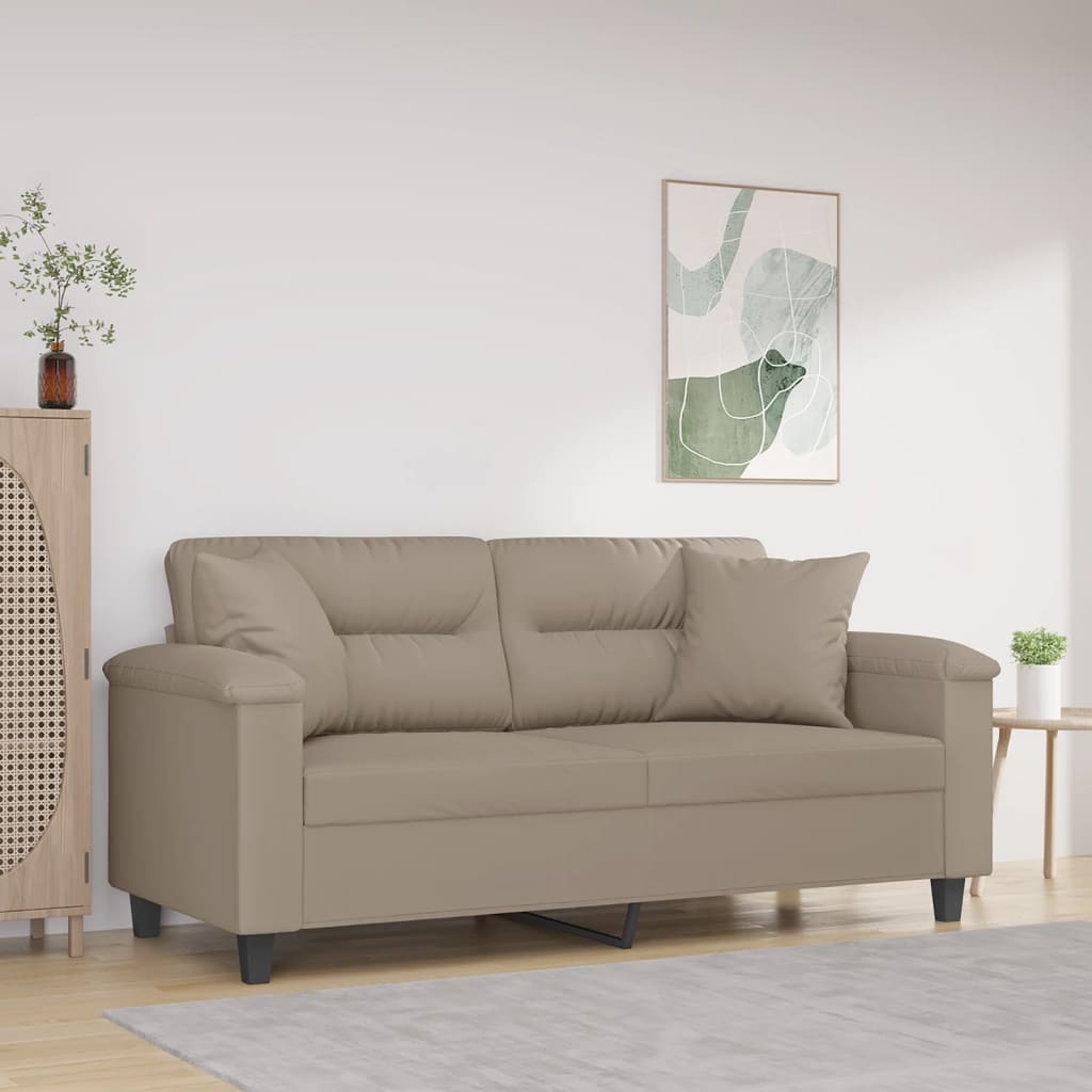 Tweezitsbank met kussens 140 cm microvezelstof taupe is nu te koop bij PeponiXL, paradijselijk wonen!