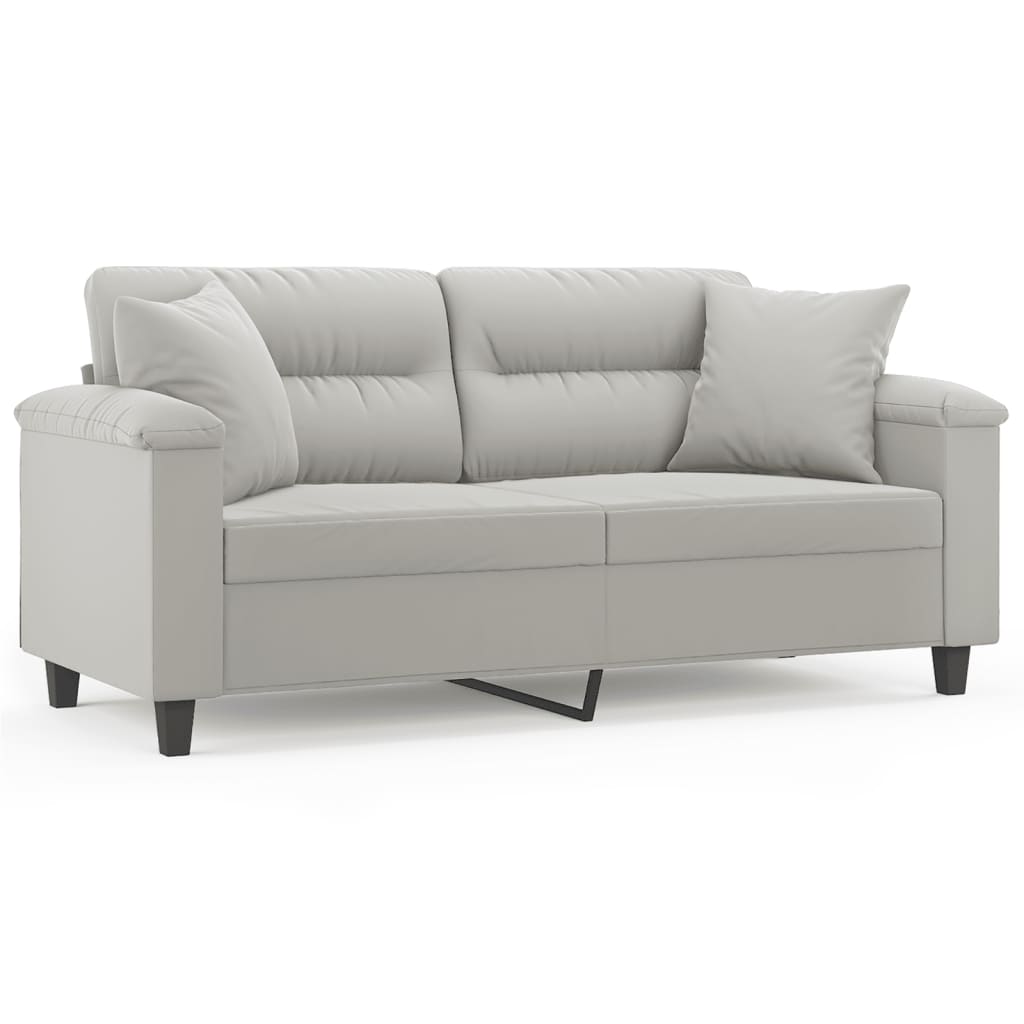 Tweezitsbank met kussens 140 cm microvezelstof lichtgrijs is nu te koop bij PeponiXL, paradijselijk wonen!